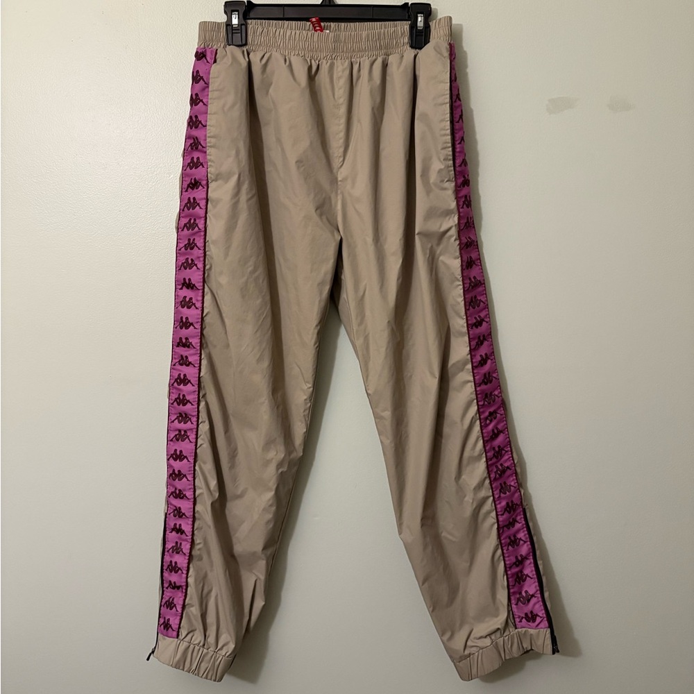 Kappa Men's Tan Track Pants with Purple Accents, Size Large - Picture 3 of 6